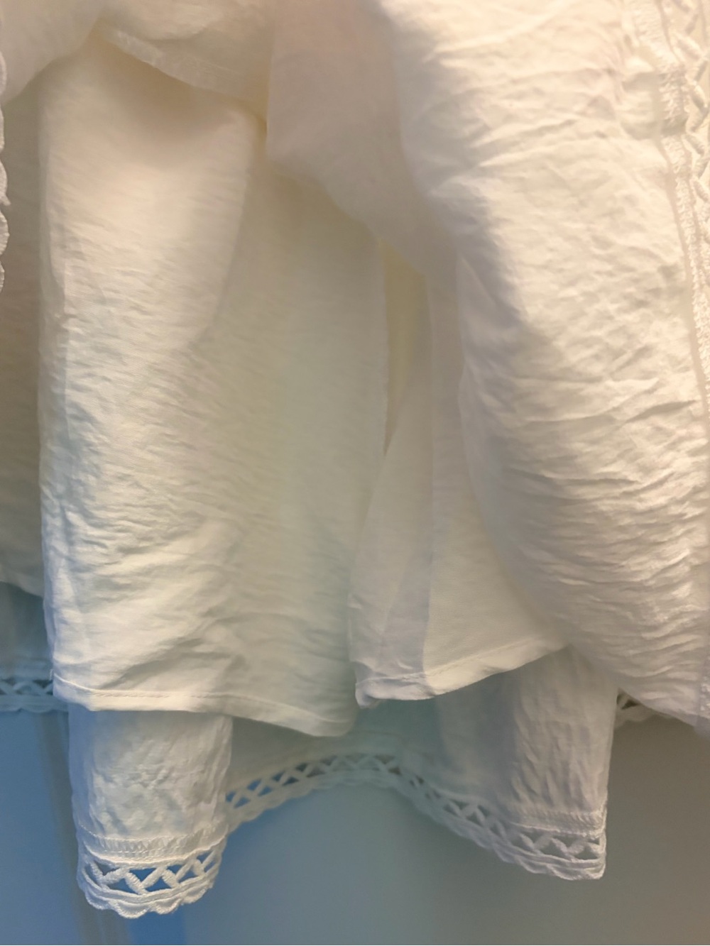 Lomon White Tiered Mini Skirt NWT Medium Cotton Boho Cottagecore Elastic Waist - Picture 4 of 8
